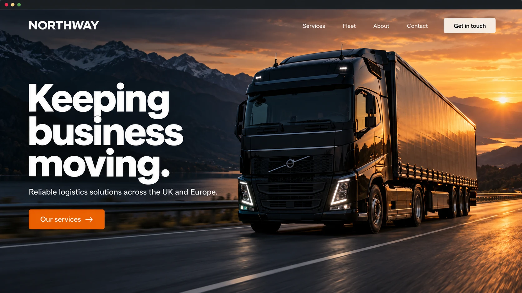 Northway logistics concept featuring a truck at sunset